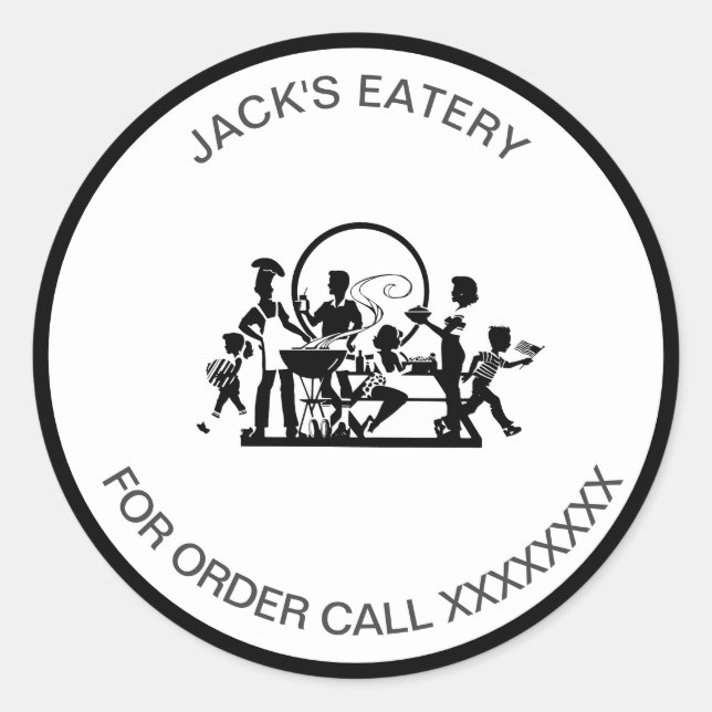 simple eatery business classic round sticker (Front)