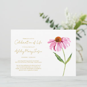 Simple Echinacea Celebration of Life Funeral Invitation