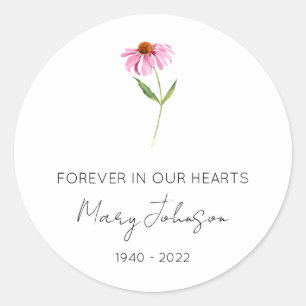 Simple Echinacea Memorial Classic Round Sticker