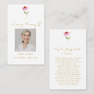 Simple Echinacea Photo Funeral Prayer Card