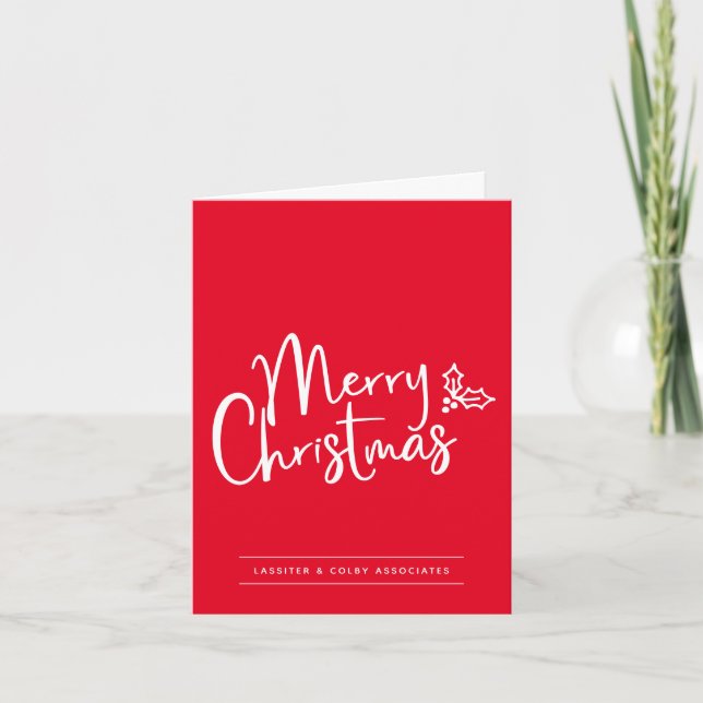 Simple Editable Colour Merry Christmas Business Holiday Card (Front)