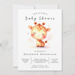 Simple Editable Giraffe Baby Shower Invitation