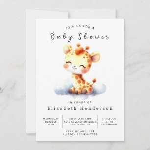 Simple Editable Giraffe Baby Shower Invitation