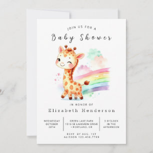Simple Editable Giraffe Baby Shower Invitation