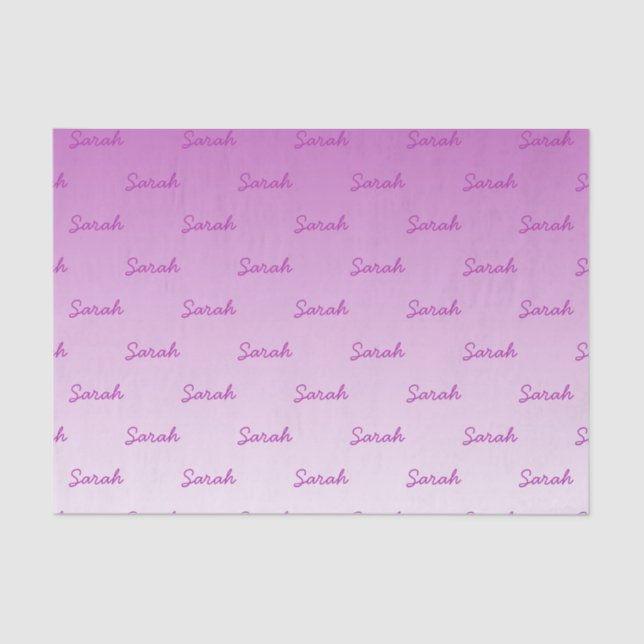 Simple Editable Name | Editable Any Colour Ombre Tissue Paper (Front)