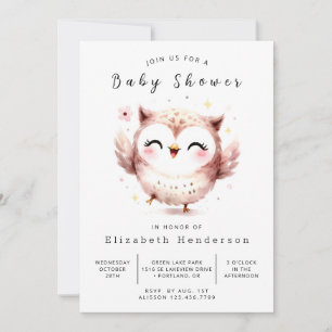 Simple Editable Owl Baby Shower Invitation