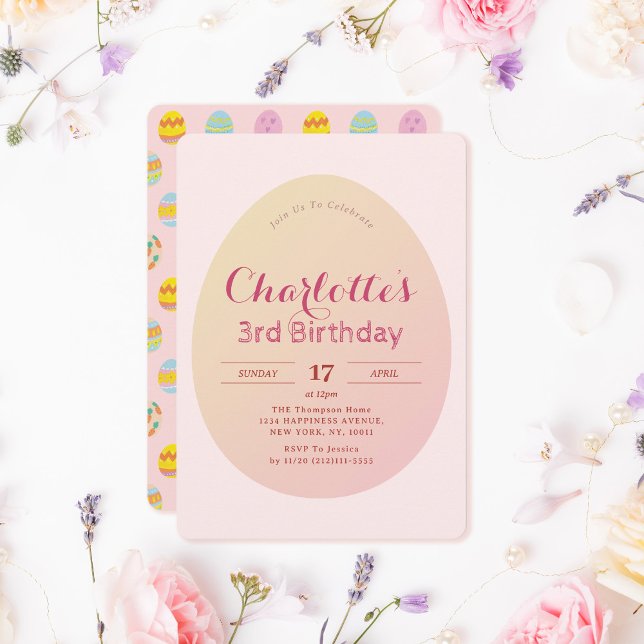 Simple Egg Pattern Soft Pink Kids Birthday Invitation (Creator Uploaded)