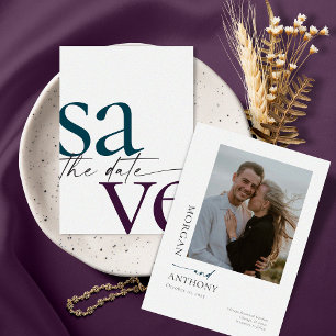 Simple Eggplant Teal Photo Save The Date