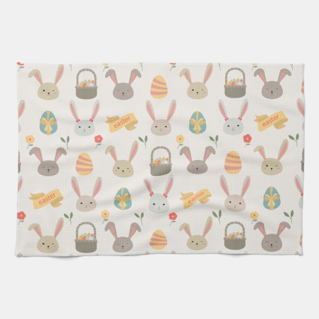 Simple Eggs and Bunnies Easter | Kitchen Towel (Horizontal)