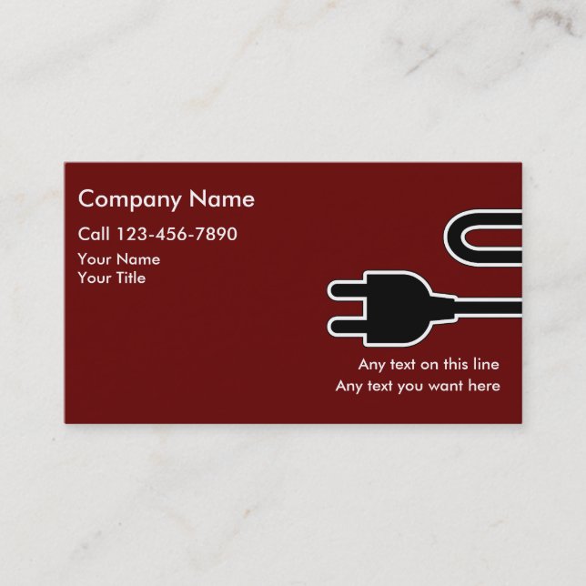 Simple Electrician Business Cards (Front)
