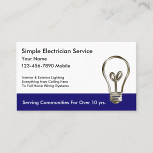 Simple Electrician Business Cards