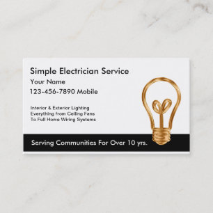 Simple Electrician Business Cards