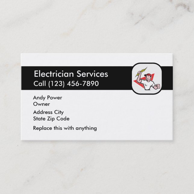 Simple Electrician Service Business Cards (Front)