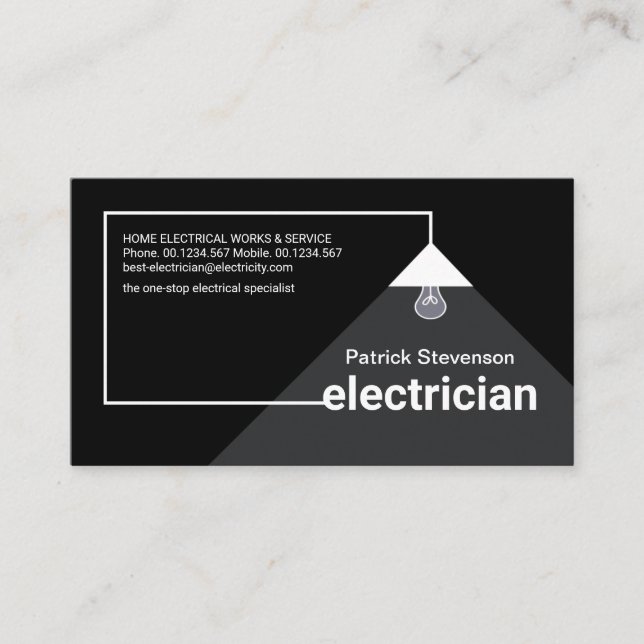 Simple Electrician's Power Cable Lampshade Business Card (Front)