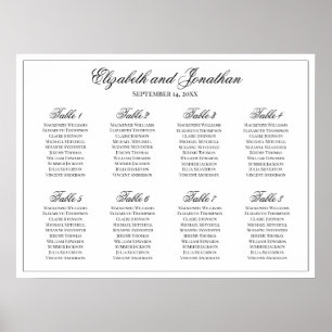 Simple Elegance 8 Table Wedding Seating Chart