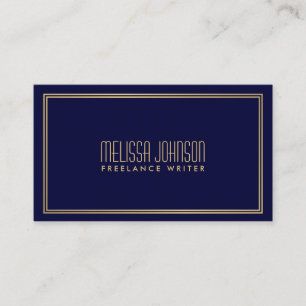 Simple Elegance Art Deco Style Navy/Faux Gold Business Card