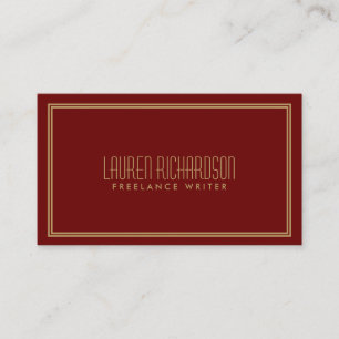 Simple Elegance Art Deco Style Red/Gold Business Card