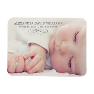 Simple Elegance Baby Photo Birth Announcement Magnet