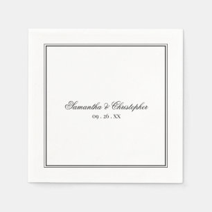 Simple Elegance Black & White Script Wedding Napkin