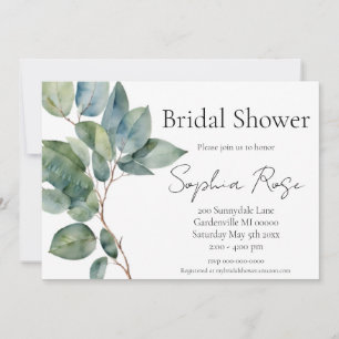 Simple elegance botanical greenery bridal shower invitation
