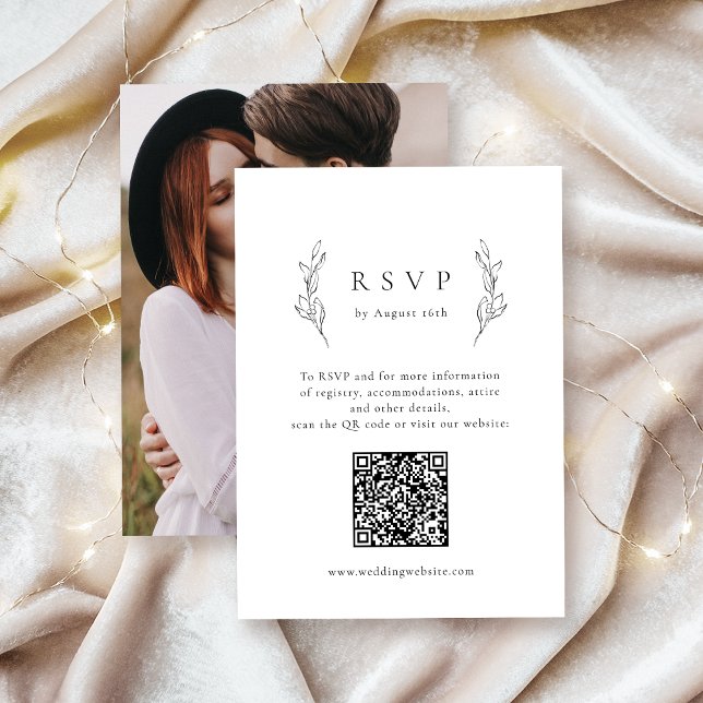 Simple elegance botanical greenery QR code wedding Invitation (Simple elegance botanical greenery QR code wedding Invitation)