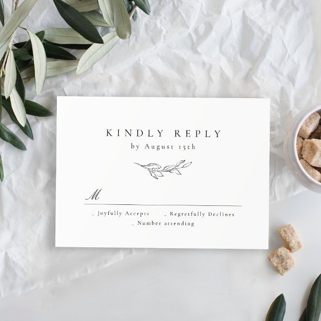 Simple elegance botanical greenery wedding RSVP card (Simple elegance botanical greenery wedding RSVP card)