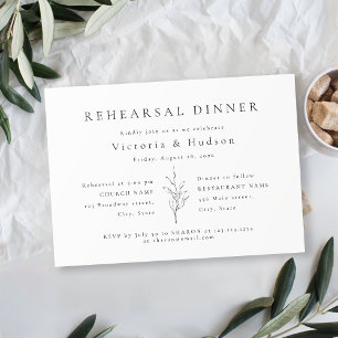 Simple elegance botanical leaves rehearsal dinner invitation