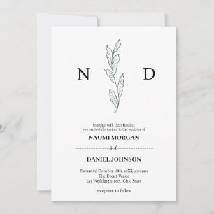 Simple elegance botanical monogram modern invitation