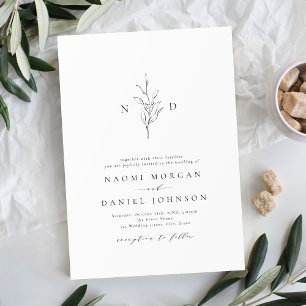  Simple elegance botanical monogram rustic wedding Invitation