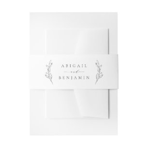 Simple elegance botanical wreath wedding invitation belly band