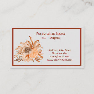 Simple Elegance Coral Burgundy Floral Watercolor  Business Card