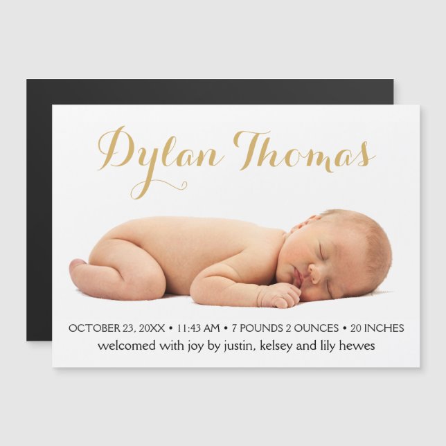 Simple Elegance Custom Photo Birth Announcement (Front/Back)