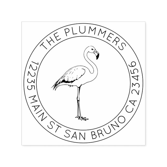 Simple Elegance - Flamingo Family Return Address Self-inking Stamp (Design)