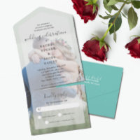 Simple Elegance Full-Photo Light Teal Wedding