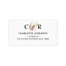 Simple Elegance, Gold Ampersand with Pink Florals