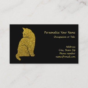 Simple Elegance Gold Cat Business Card