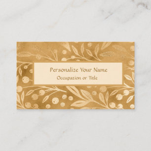 Simple Elegance Gold Foliage Stylish Luxury Business Card
