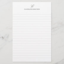 Simple Elegance Grey White Monogram Lined
