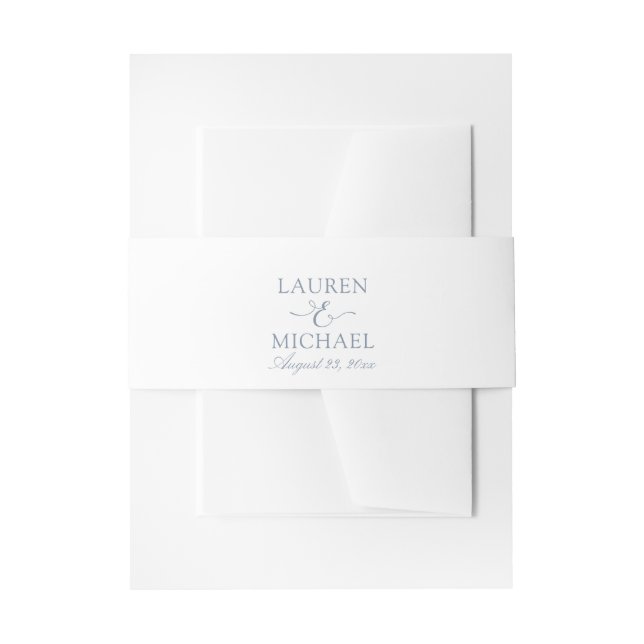 Simple Elegance Invitation Belly Band | Dusty Blue (Front Example)