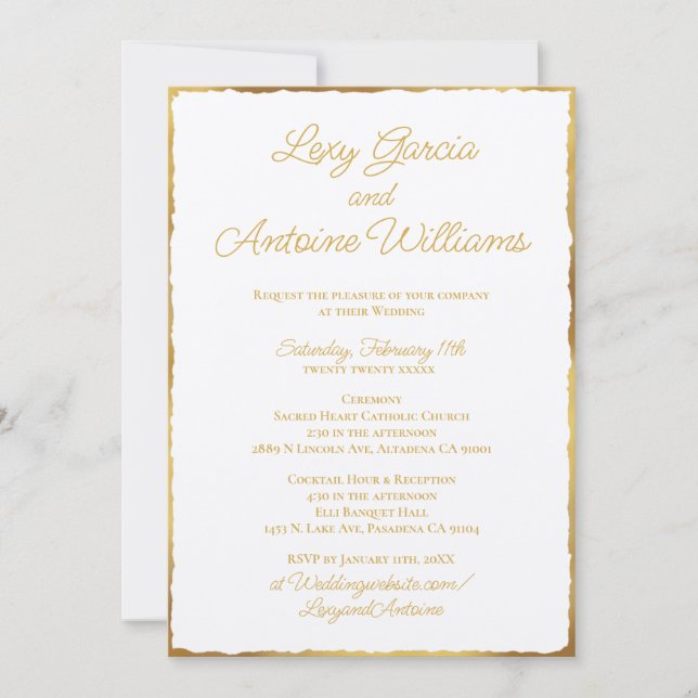 Simple Elegance Luxe Gold Edge Wedding Invitation (Front)