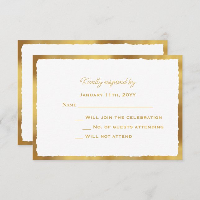 Simple Elegance Luxe Gold Edge Wedding Response (Front/Back)