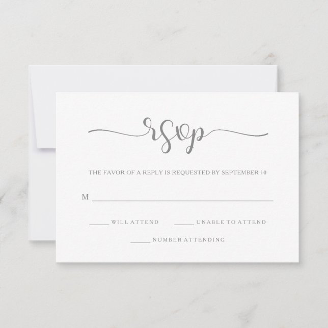 Simple Elegance | Minimal Grey and White RSVP (Front)