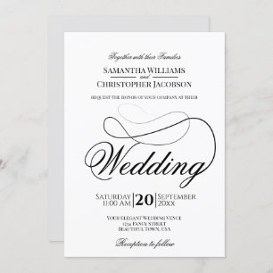 Simple Elegance Minimalist Black & White Wedding Invitation