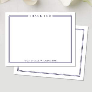 Simple Elegance Navy & White Flat Note  Thank You Card
