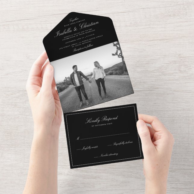 Simple Elegance Photo Wedding All In One Invitatio Invitation (Tearaway)