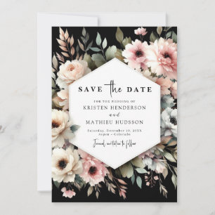 Simple Elegance Pink Floral Wedding Save The Date