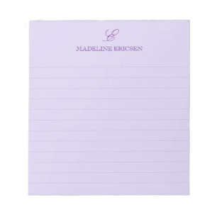 Simple Elegance Purple Monogram Lined Notepad