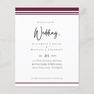 Simple Elegance Red Wine Modern Budget Wedding Flyer