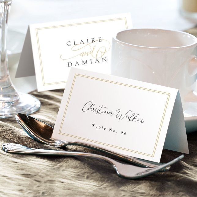 Simple Elegance Script Wedding Foldable Place Card (Simple Elegance Script Wedding Foldable Place Card)