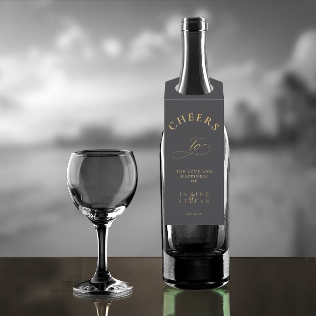 Simple Elegance Wedding Cheers Charcoal ID1022 Bottle Tag (Creator Uploaded)